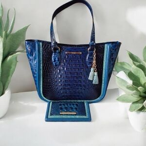 💙🔹️BRAHMIN 🔹️ocean Blue Azul Asher Sapphire Argan Bag And Ady Wallet Set